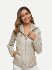 Women's Faux Leather Jacket Casual Fall Winter Short Coat Regular Fit Warm Chic & Modern Jacket Long Sleeve Solid Color Zipp