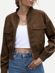 Women's Jacket Daily Fall Winter Short Coat Stand Collar Regular Fit Lightweight Casual Jacket Long Sleeve Solid Color Classic S