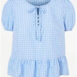 Gingham Peplum Blouse