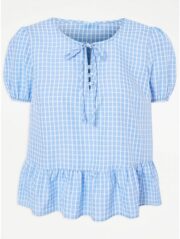 Gingham Peplum Blouse