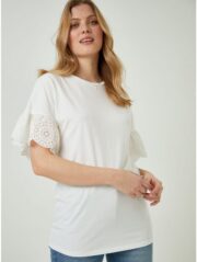 White Embroidered Sleeve Tunic Top - Image 2