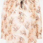 Brown Boho Leaf Print Blouse