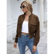 Women's Jacket Daily Fall Winter Short Coat Stand Collar Regular Fit Lightweight Casual Jacket Long Sleeve Solid Color Classic S - Image 2