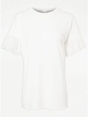 White Embroidered Sleeve Tunic Top