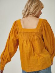 Orange Square Neck Embroidered Blouse - Image 4