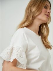 White Embroidered Sleeve Tunic Top - Image 4