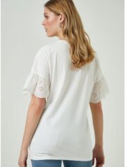 White Embroidered Sleeve Tunic Top - Image 5
